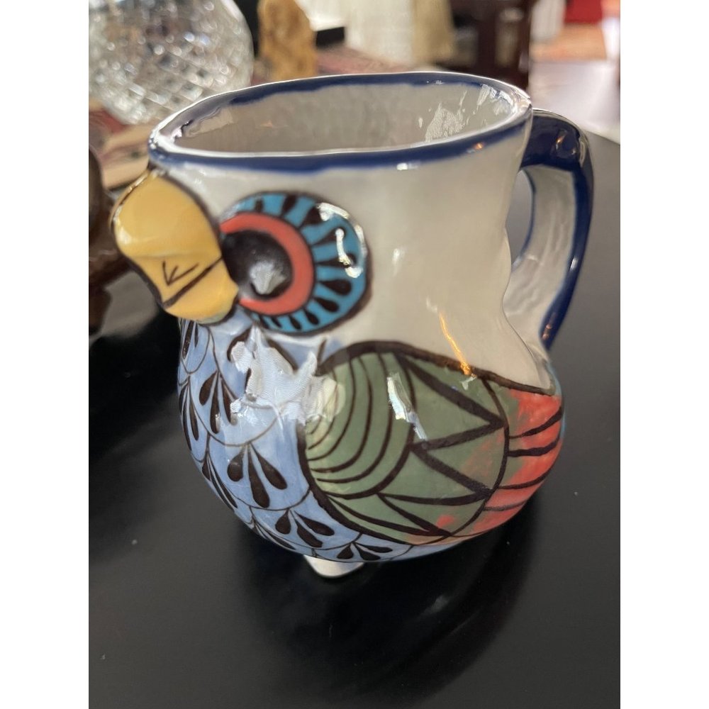Guatemalan Handmade Earthenware Owl Mug Paloma Signed